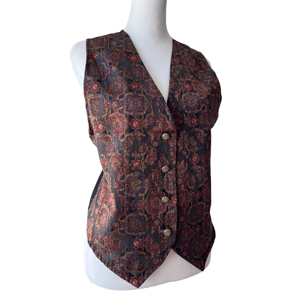 Vintage ‘90s Sostanza Contemporary Apparel Black & Red V-Neck Button Front Vest